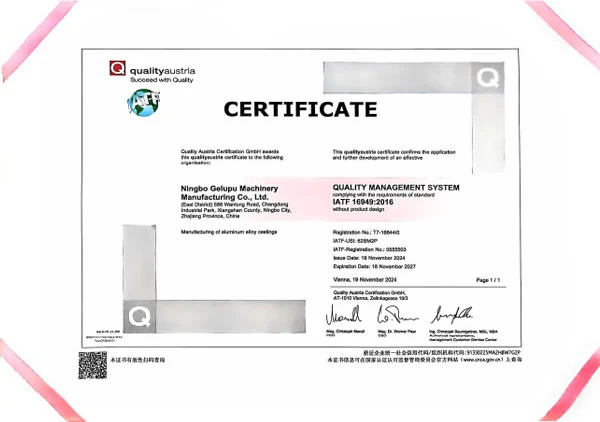 IATF 16949 quality management certification · English