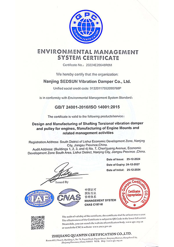 ISO 14001 environmental management certification · English